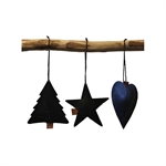 Lübech Living hjerte, stjerne og juletræ padded xmas sort - Fransenhome